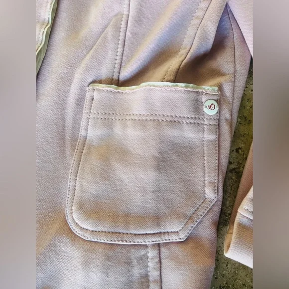 NWOT S.Oliver Blazer! Light Pink with white elbow pads -sparkle accents- Size 8 - Picture 2 of 9